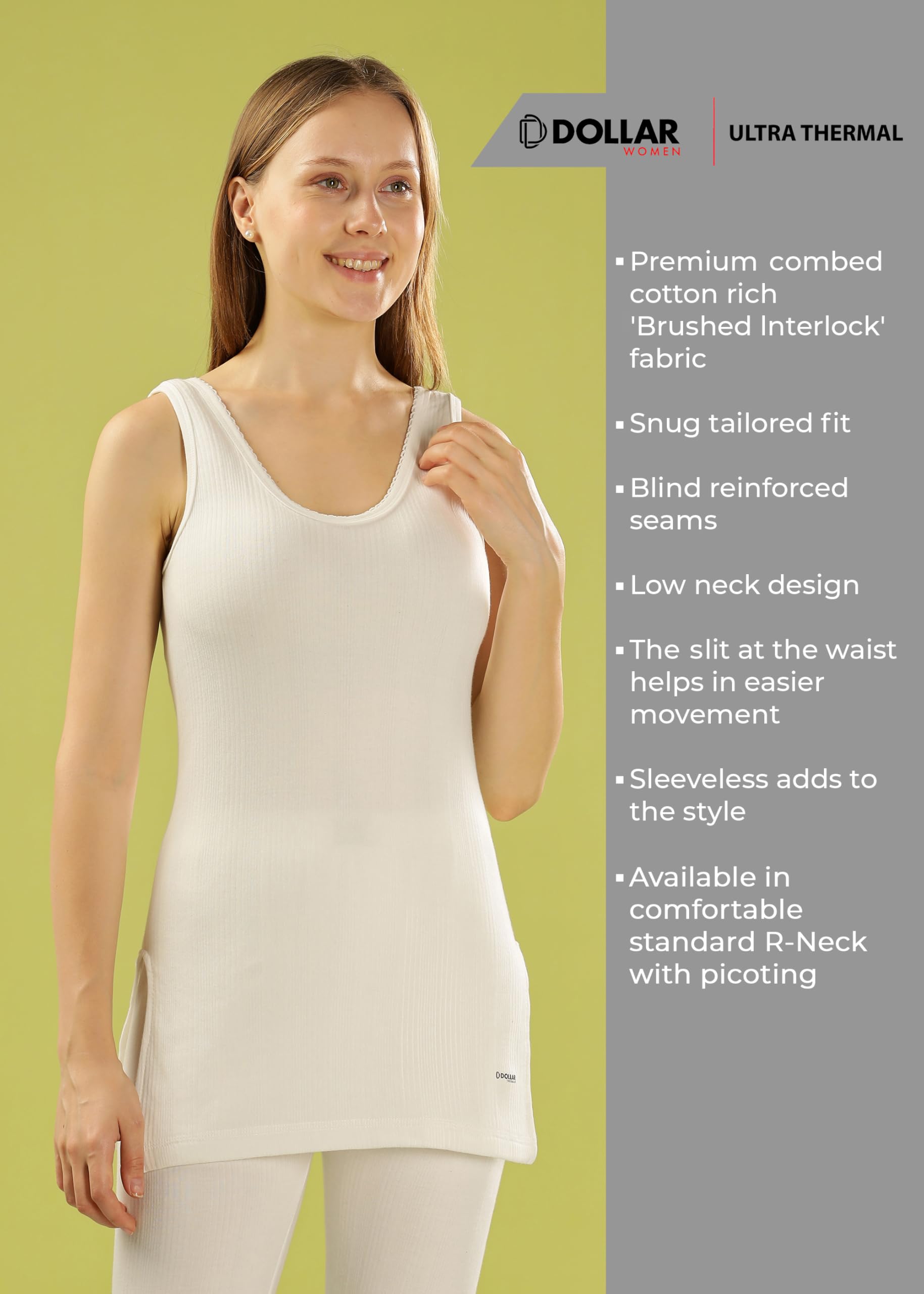 Dollar Ultra Premium Combed Cotton Women Solid Sleeveless Thermal Top - Image 6 thumbnail