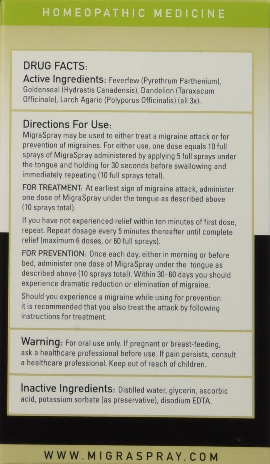 MigraSpray ~ All Natural Migraine Relief & Prevention, 1oz/30ml : Health & Household