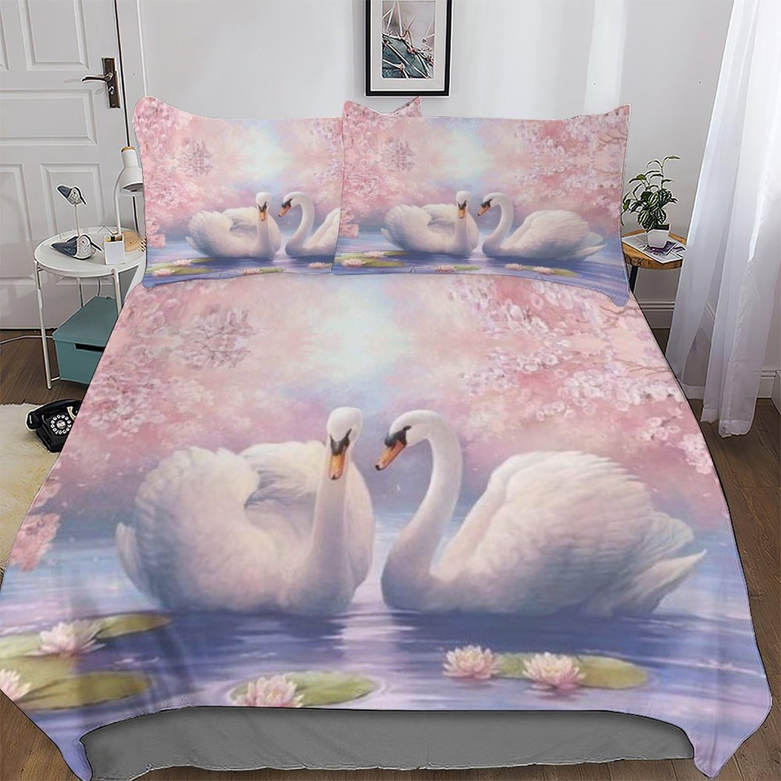Housse de couette cygne en microfibre douce 220x240 pour éliminer les plis et simplifier le lavage
