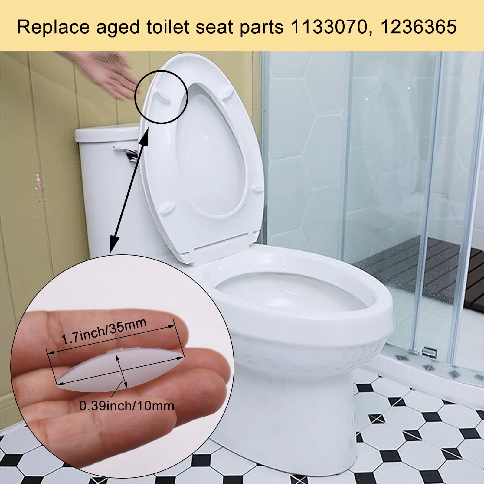 4 Pieces Toilet Seat Bumpers for Kohler Bidet Toilet Lid Rubber Bumpers Grip-Tight Bumpers Service Kit Toilet Replacement — view 3