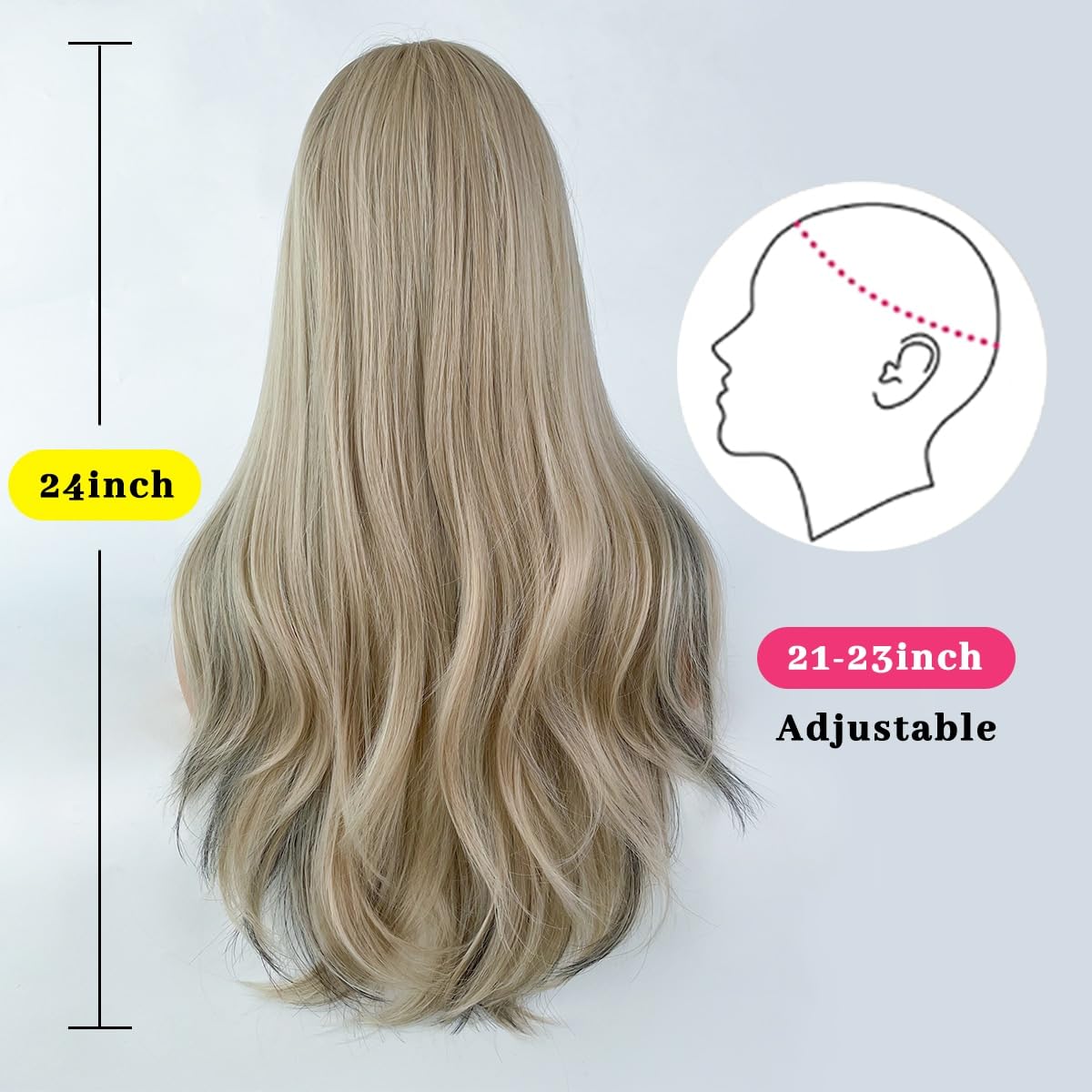 Peruki damskie Długie kręcone peruki syntetyczne Blond z czarnymi naturalnymi włosami Peruki z środkową częścią dla kobiet Do codziennego cosplayu Peruki z,