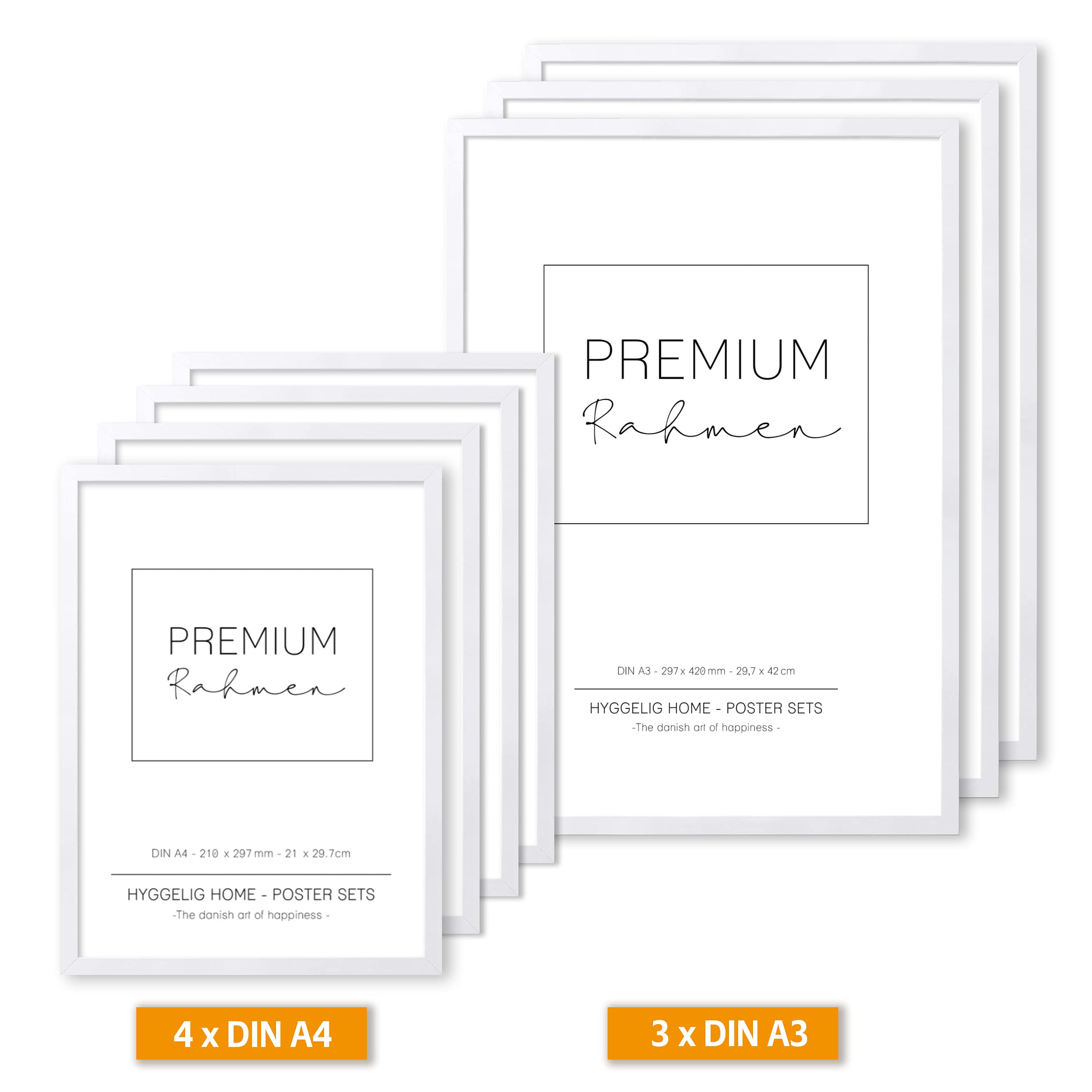 Hyggelig Home Premium Poster Set - 7 hochwertige Poster im Kunstdruck bunt Bauhaus aesthetic - für Wohnzimmer Schlafzimmer Esszimmer Flur - Set Matisse Art - Mit Rahmen weiß