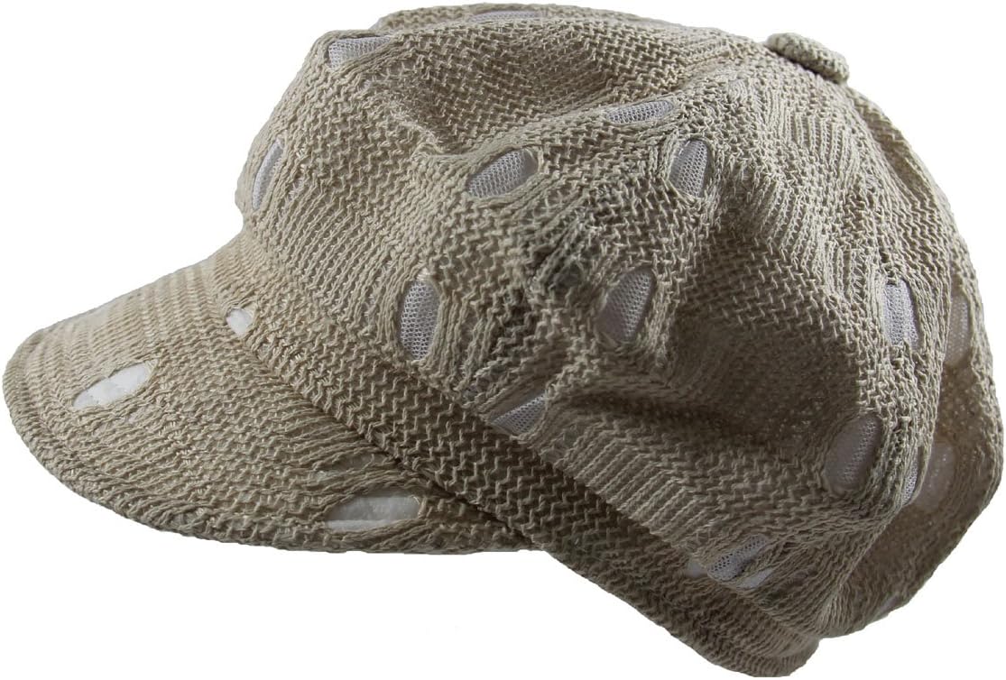 RW Summer Ladies Mesh Crochet Newsboy Hat