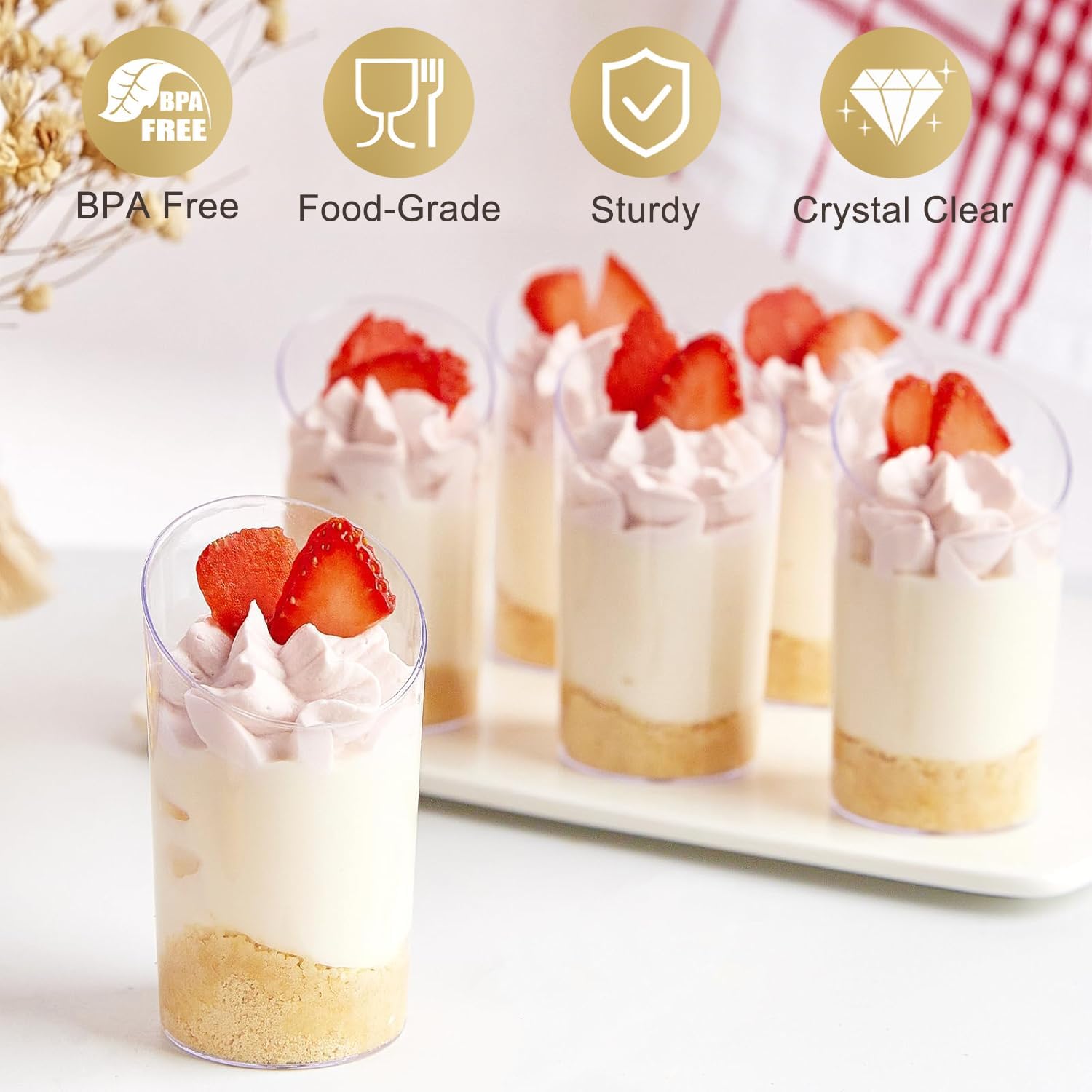 TOFLEN 100 Pack 2.2 oz Mini Dessert Cups with Spoons