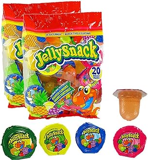Jelly Snack Fruit Jelly Candy - Pack of 2 Bags (20 Cups Each) - Assorted Flavors