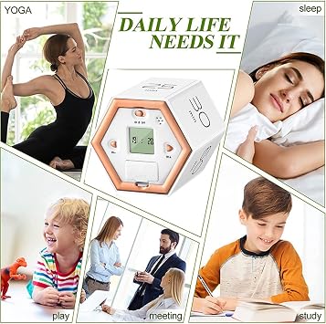 Hexagon Digital Clock Timer, Pomodoro Timer, Productivity Cube, Cubes Timer Kitchen Hexagon Flip Timer for Studying Cooking Exercising Easy to Use Flip (White)