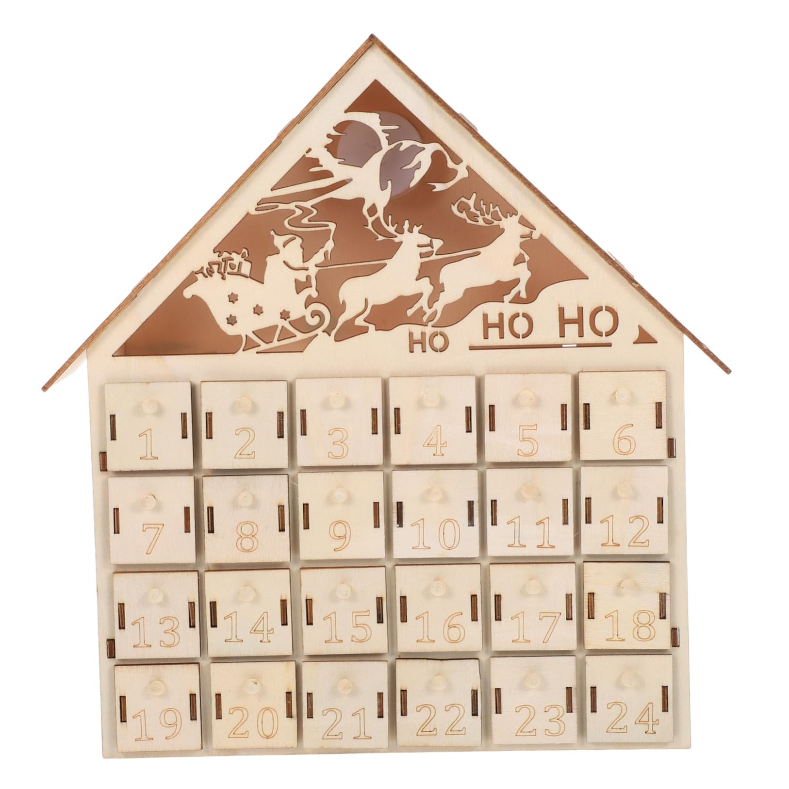 Calendario de Adviento de Madera 24 Cajones Reutilizable para Navidad 2026, Decoración Rústica de Mesa Beige Diseño de Casa Navideña y Sorpresas Personalizables