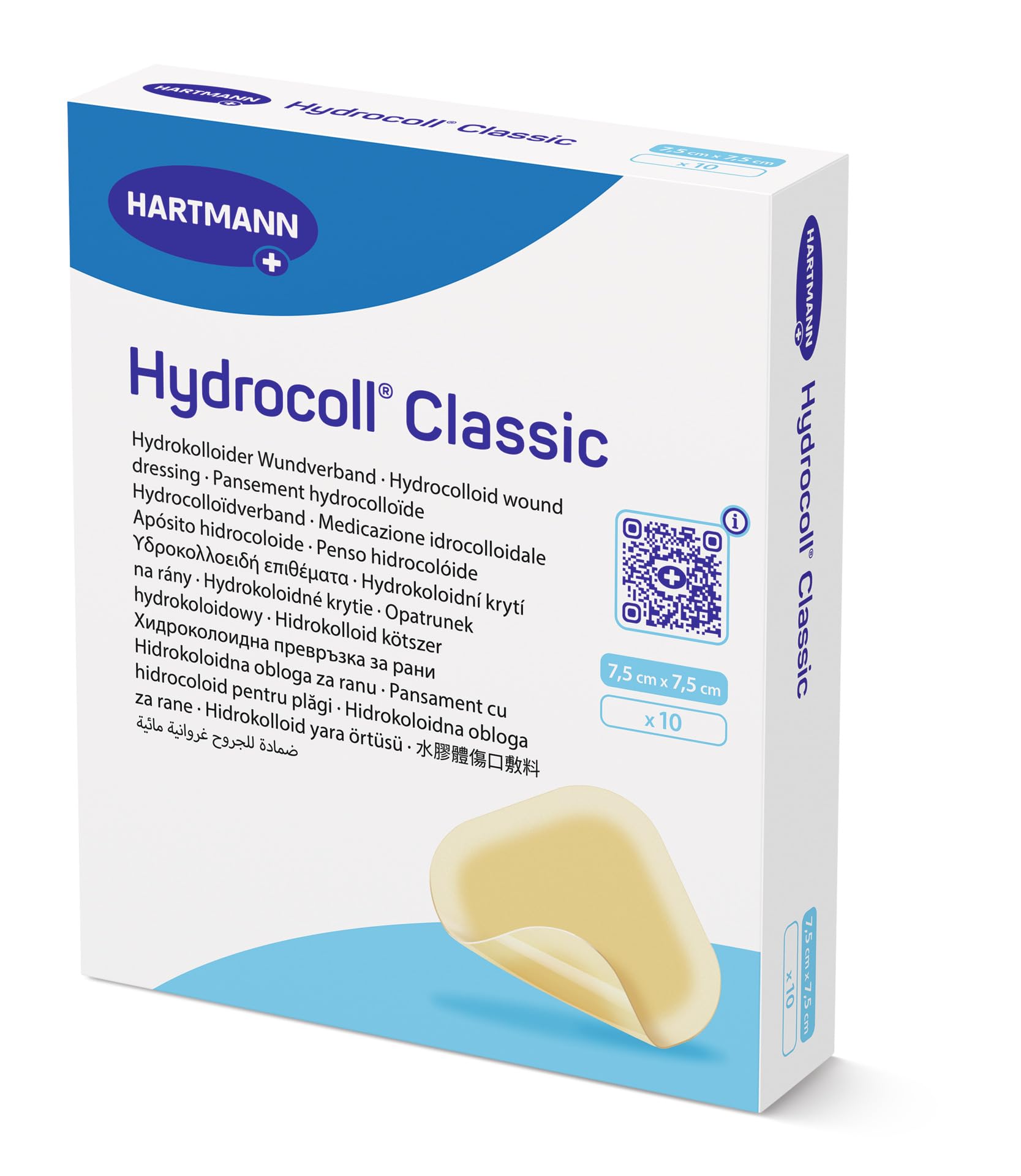 Hydrocoll Classic, medicazione idrocolloide, 7,5 x 7,5 cm, 1 scatola pieghevole da 10 pezzi