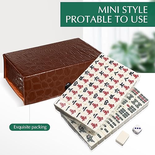 Miniatura 9 de SEWACC Mini mesa mahjong china mahjong juego mini juego portátil viaje conjunto tradicional chino clásico Mah- Jongg para viajes en casa s (0.787 in)