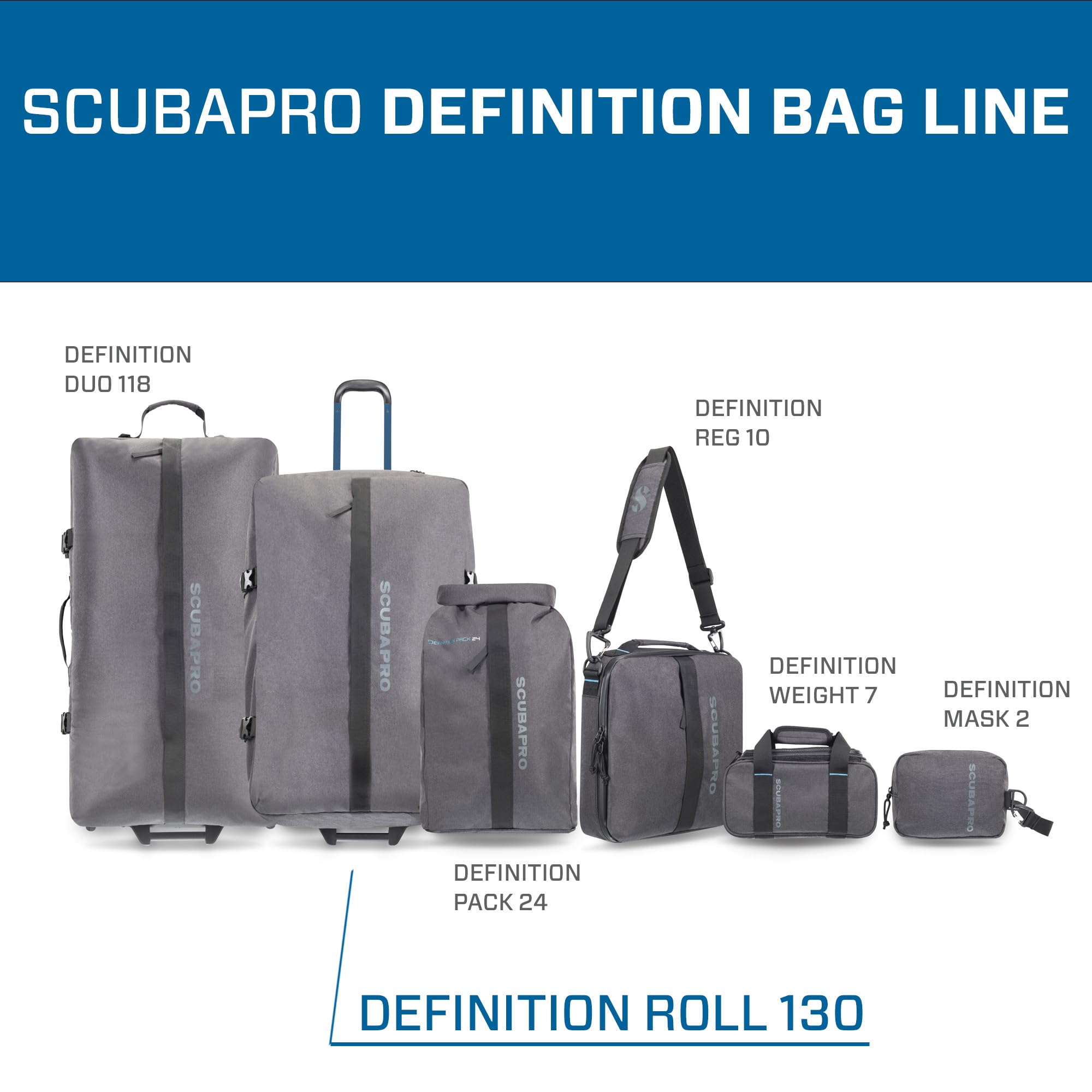 Scubapro Definition Roll 130 - Kit di erogatore per immersioni in acqua fredda, unisex, per adulti, grigio, non oro