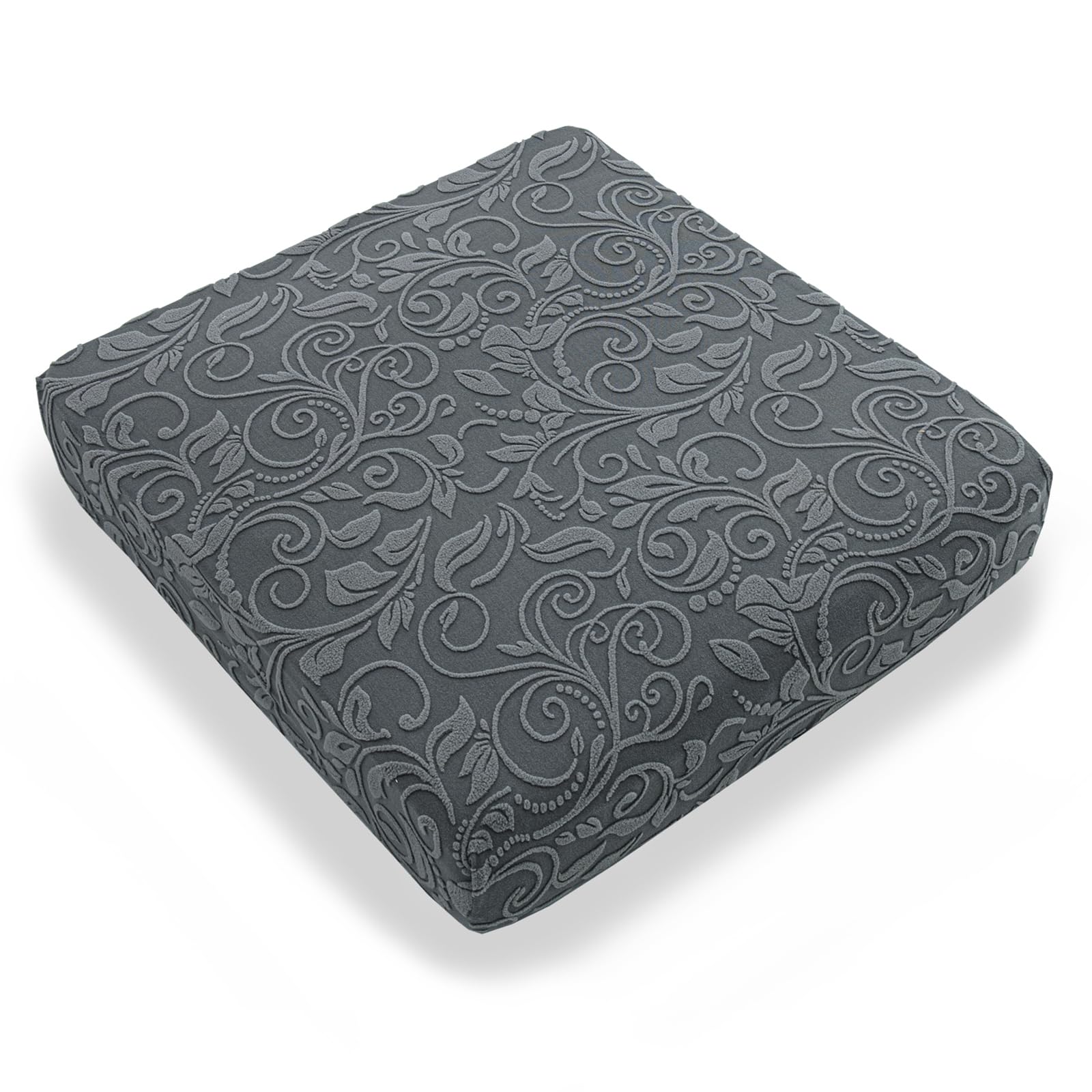 SYLC Sofa Seat Cushion Cover Jacquard Velvet, Sofa Cushion Covers Stretch Cushion Covers for Corner Couch Settee Chesterfield Ektorp Rv Caravan (Dark grey,Large 2 Seater)