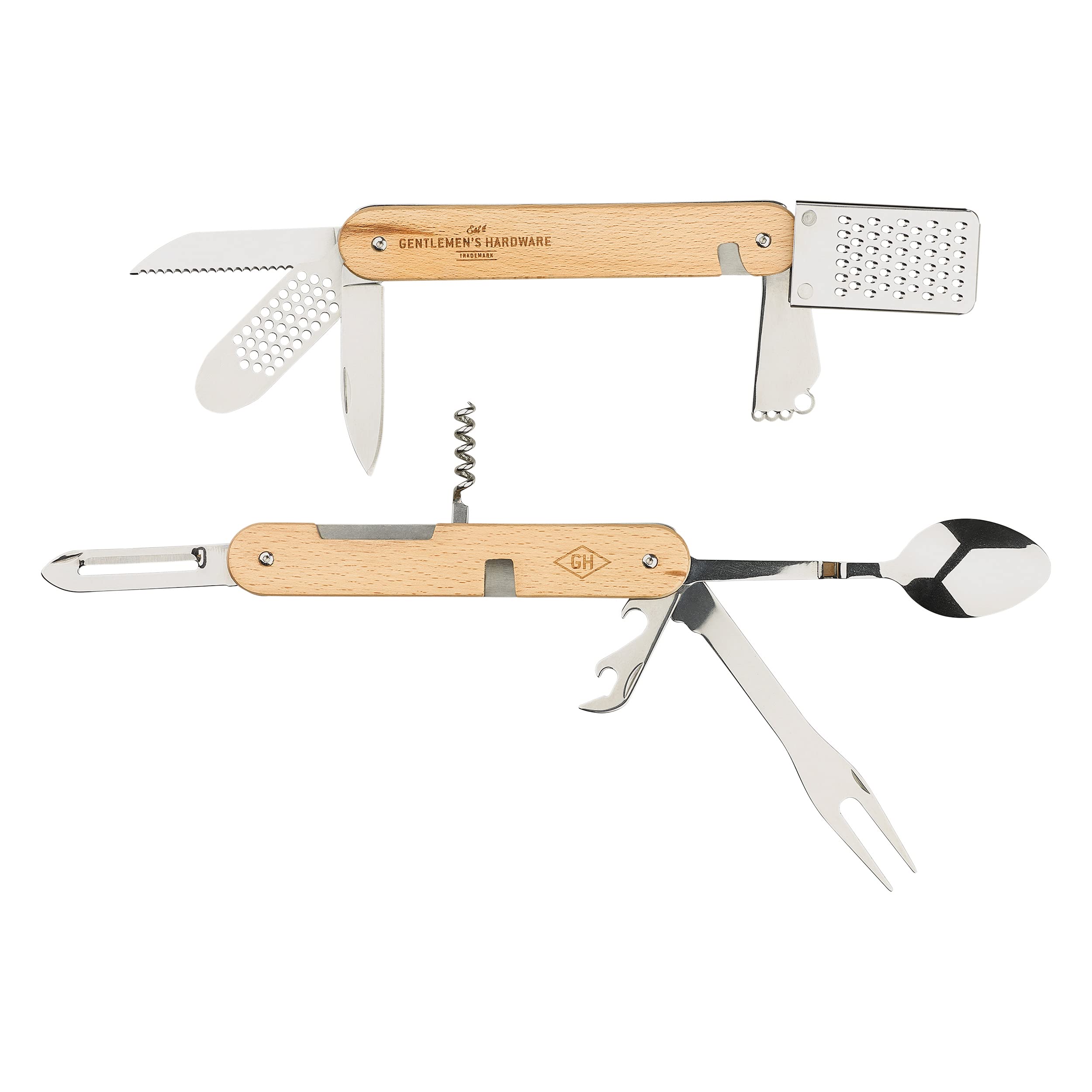 Gentlemen's Hardware Wood-Handled Multi-Tool, 12-in-1, Detachable Kitchen Gadget