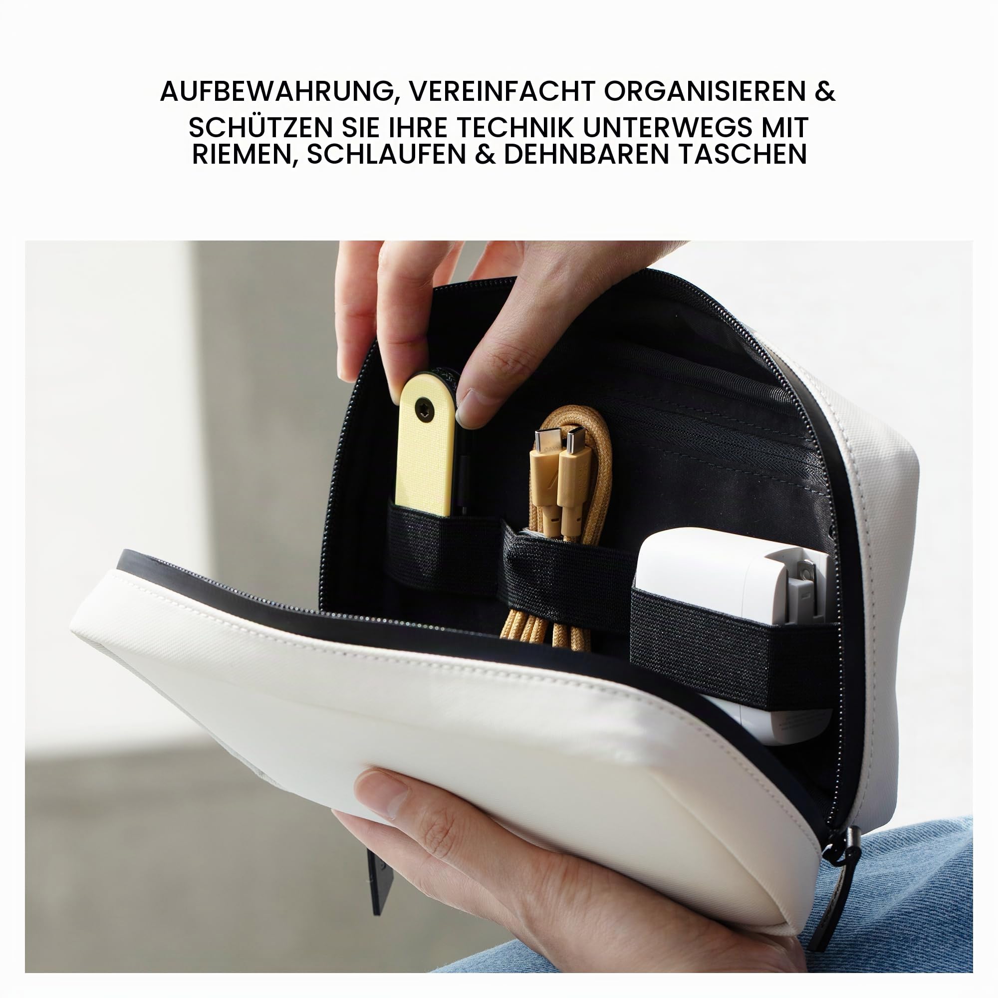 Native Union Stow Organizer - Reise-Tech-Kit aus robustem Canvas - Hält Essentials organisiert mit flexiblem Stauraum & Quick-Access-Tasche für Kabel, Ladegerät, SIM-Karte & mehr (Sandstein)