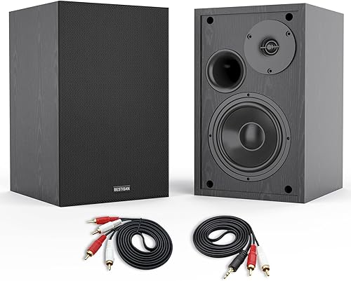 BESTISAN Altavoces de estantería alimentados de 4 pulgadas con graves profundos, altavoces de monitor de estudio Bluetooth 5.0, altavoces de audio