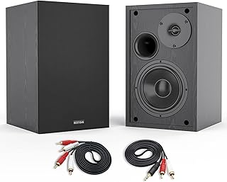 BESTISAN 4 Inch Powered Bookshelf Speakers with Deep Bass, Bluetooth 5.0 Studio Monitor Speakers, 2.0 Neared Field Audio Speakers with 2 RCA Line Input, Set of 2 Black-New Model