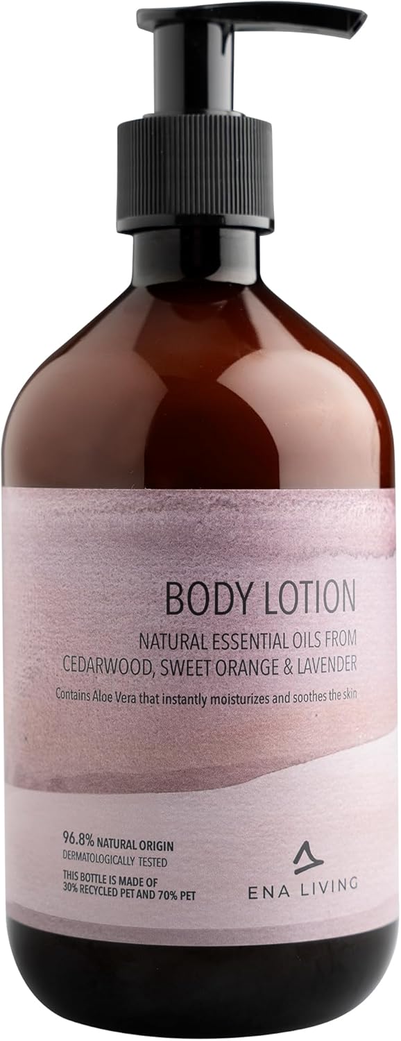 ENA Living Cedar Scented Lotion | 500ml | Lotion for Sensitive and Dry Skin | Hands, Face and Body Lotion | Skin Food Moisturiser with Rosemary, Lavender and Sweet Orange Oils ENA Living Cedar Scented Lotion | 500ml | Lotion for Sensitive and Dry Skin | Hands, Face and Body Lotion | Skin Food Moisturiser with Rosemary, Lavender and Sweet Orange Oils