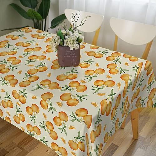 Miniatura 5 de Hafangry Mantel naranja de verano con mandarina para interiores y exteriores, diseño de pequeño cutie para fiesta de cumpleaños, mantel de cocina,