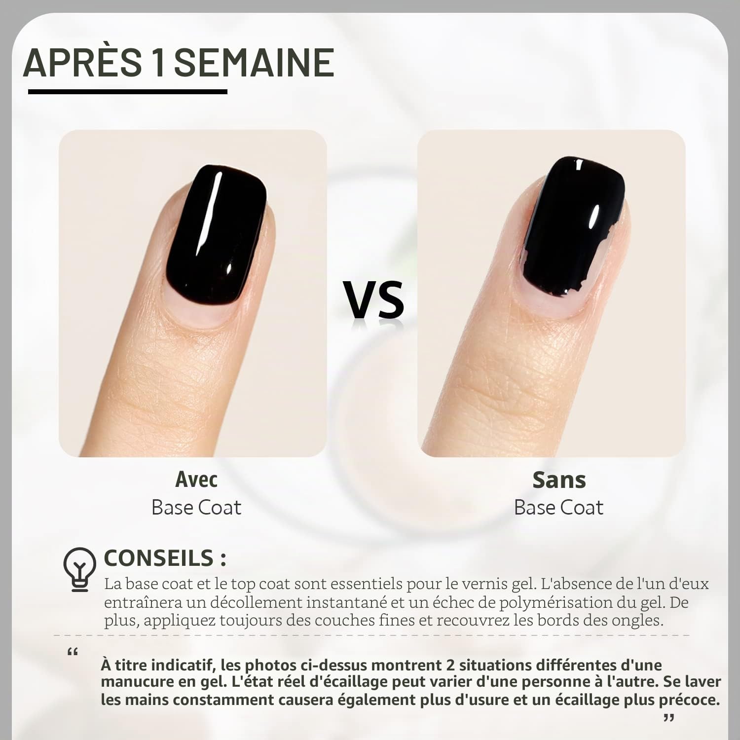 GAOY Vernis de base en gel pour vernis à ongles gel, 16 ml, fond de teint transparent sans essuyage pour une longue durée de vie à la lumière UV, nail art, bricolage à la maison