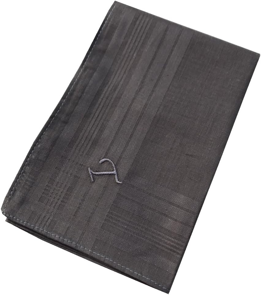 OWM Handkerchief Pack of 3 Cotton Embroidered Initial Monogram Handkerchief Men