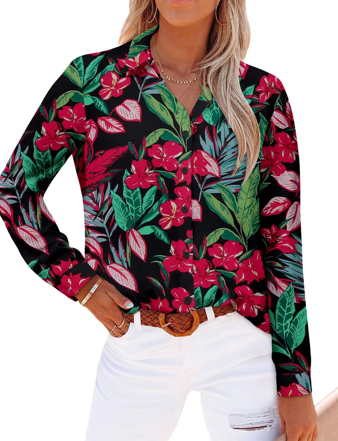 Magritta Long Sleeve Shirts for Women Fashion Button Down Blouse Tops
