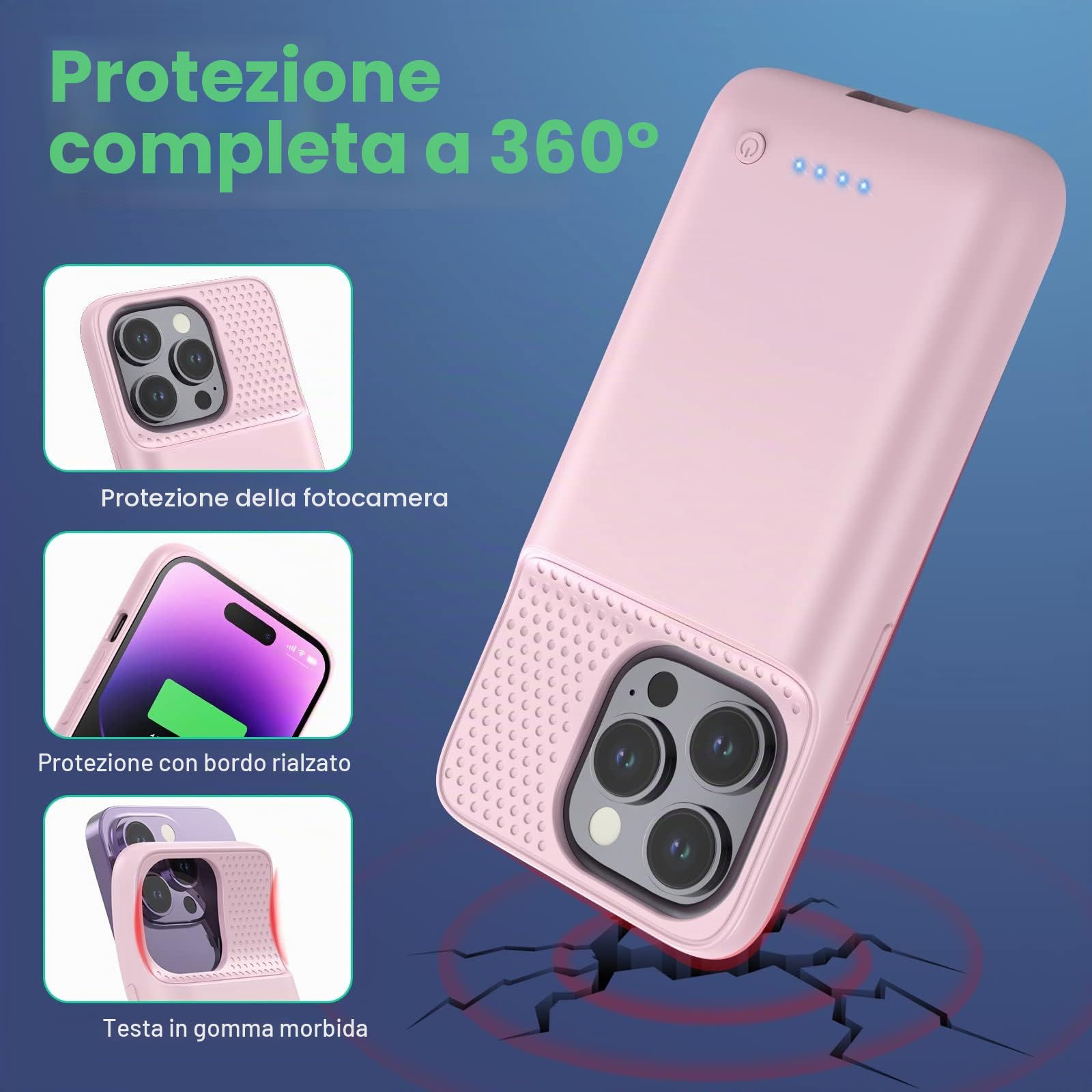 Battery Case 6800mAh Per IPhone 14 Plus, Custodia Protettiva Con Ricarica Estesa, Extra 120% Di Autonomia, Sync-through