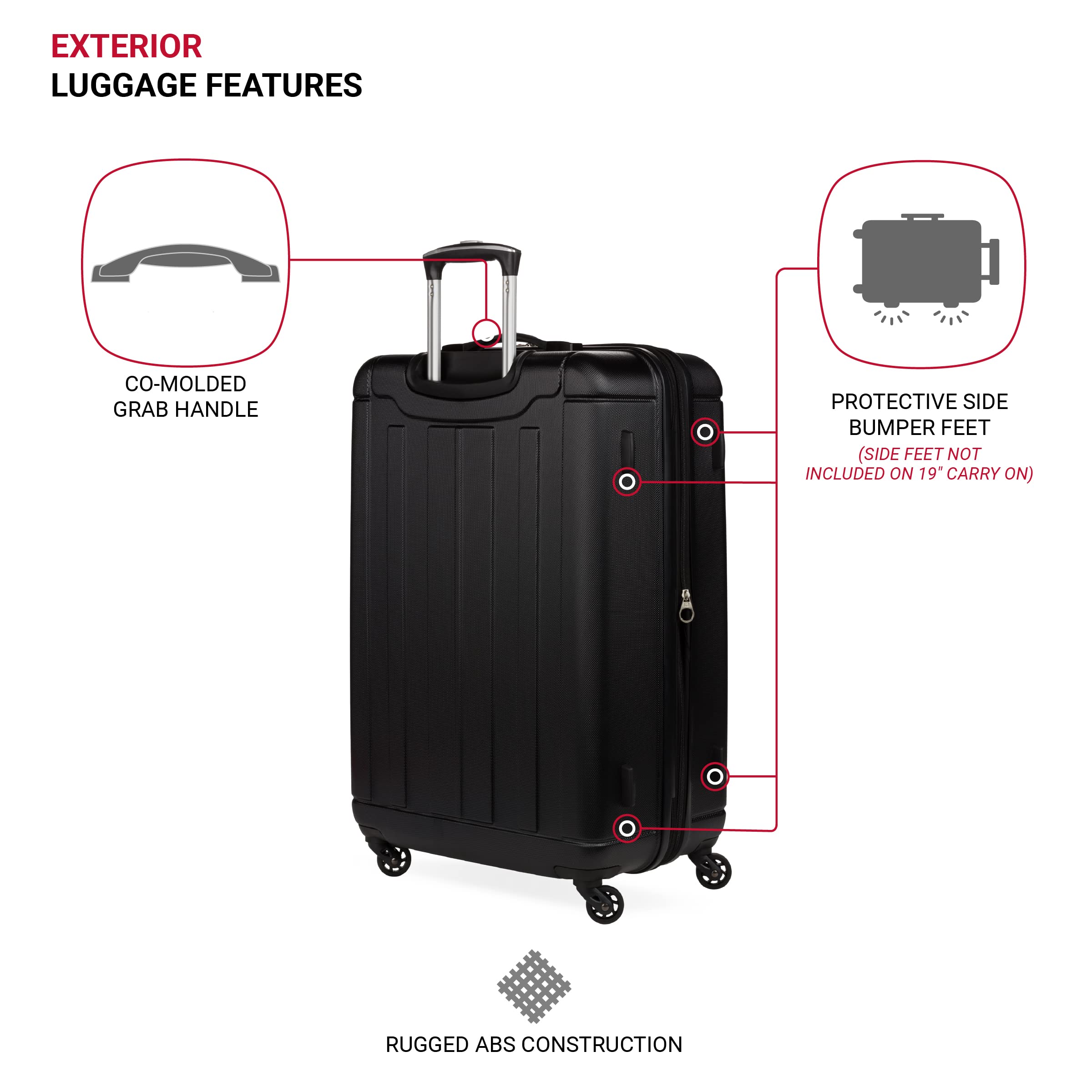 SwissGear 6297 Hardside Expandable Luggage with Spinner Wheels, Black, Checked-Large 27-Inch