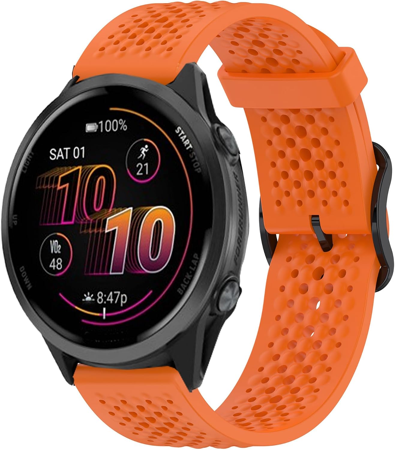 Compatible with Garmin Forerunner 570 bands, 20mm, 22mm Quick Release Silicone band with Metal Buckle Compatible with Garmin Forerunner 570 42mm, 47mm, Forerunner 55, 165, 245, 255, 265, 645