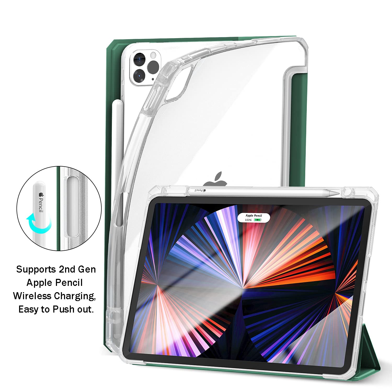Étui IPad Pro 11 Pouces (toutes Générations) Avec Porte-stylo - Coque Antichoc Rose, Veille Automatique