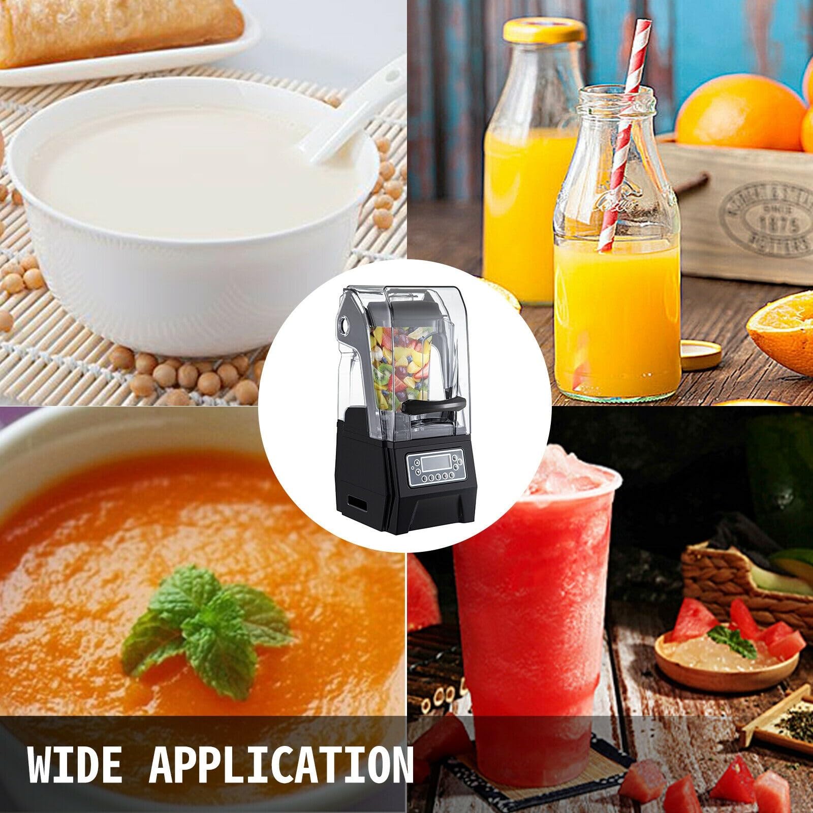 Blender handlowy 1500 W 1,5 l Robot kuchenny Mikser Wyciskarka do smoothie Kruszarka do lodu Mają dźwiękoszczelną konstrukcję Dla początkujących DIY(Wit)