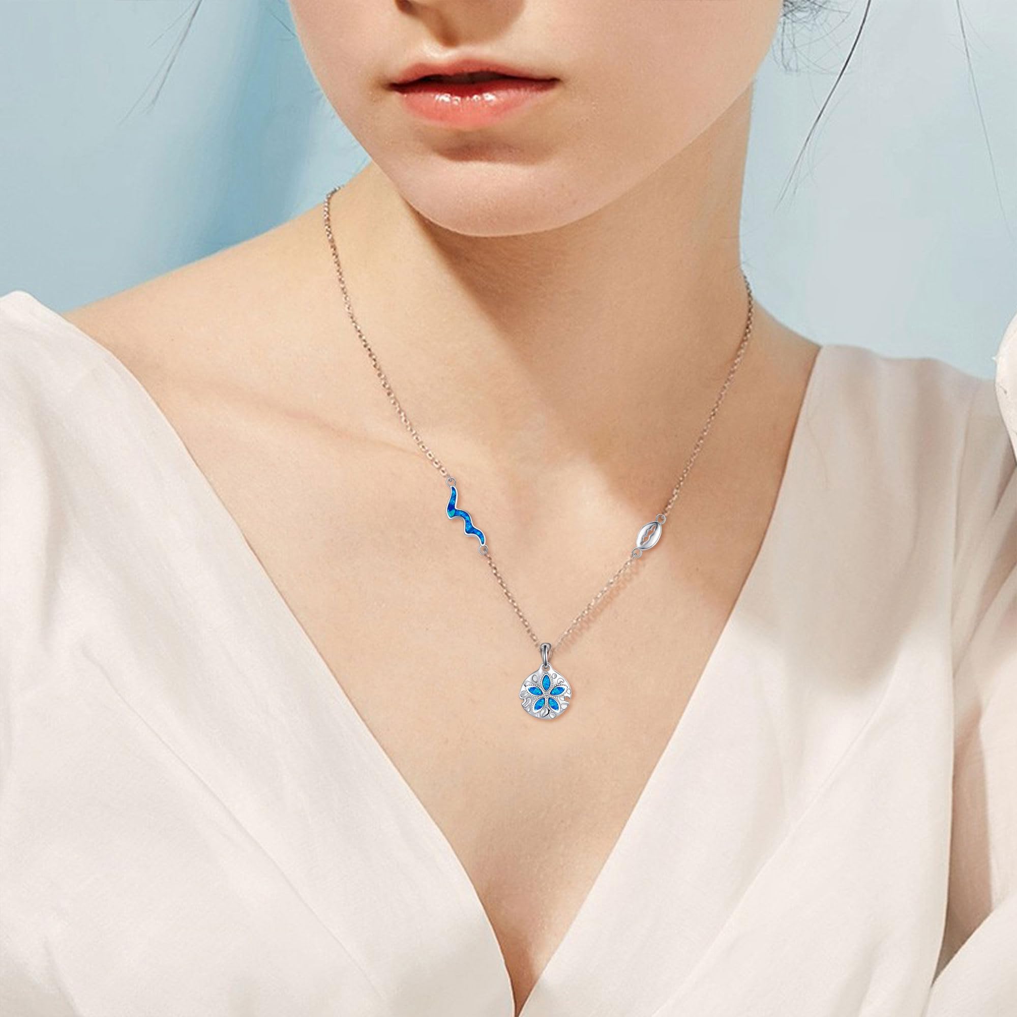 Ocean Jewellery - Collar de plata de ley con colgante de estrella de mar, cangrejo ermitaño, medusas, dólar de arena, regalo para mujer