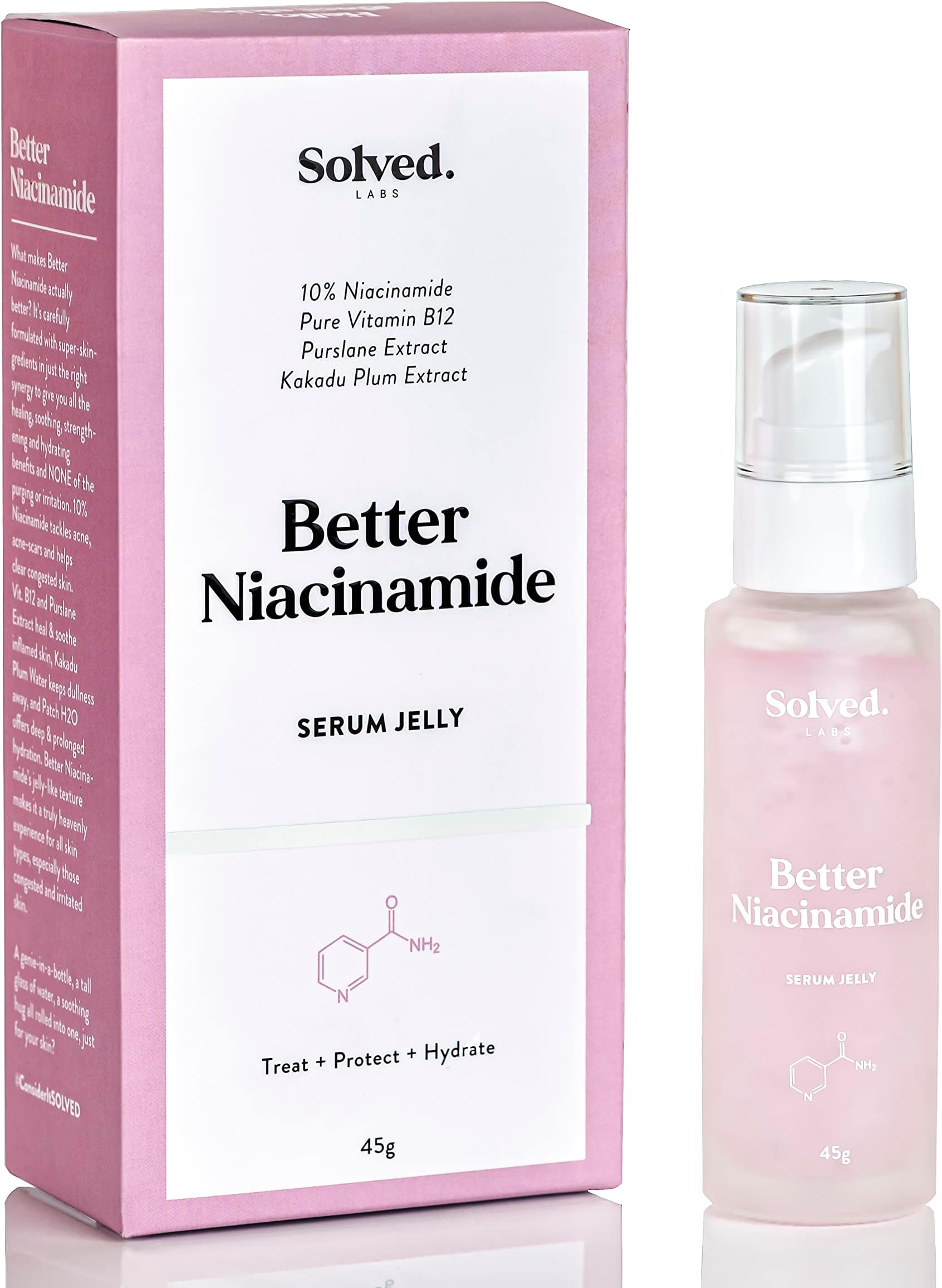 10% Niacinamide Pink Serum Jelly | Hydrating with Vitamin B12| Reduces Dark Spots | Anti-Inflammatory, Sensitive & Acne-Prone Skin | Reduces pigmentation | Men & Women | 45 ml