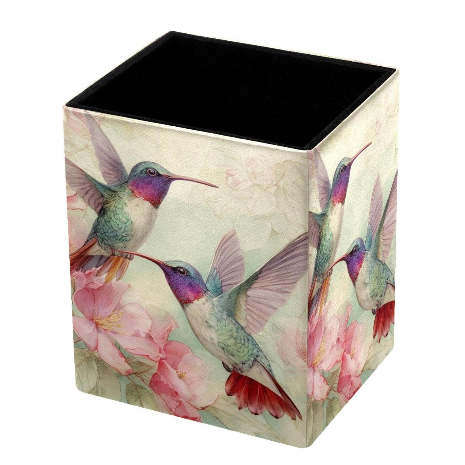 VAPOKF Pencil Holders for Desk, Hummingbird Printed Pen Holders Pen Pot Makeup Brushes Storage Desktop Stationery Supplies Organiser for Home Office