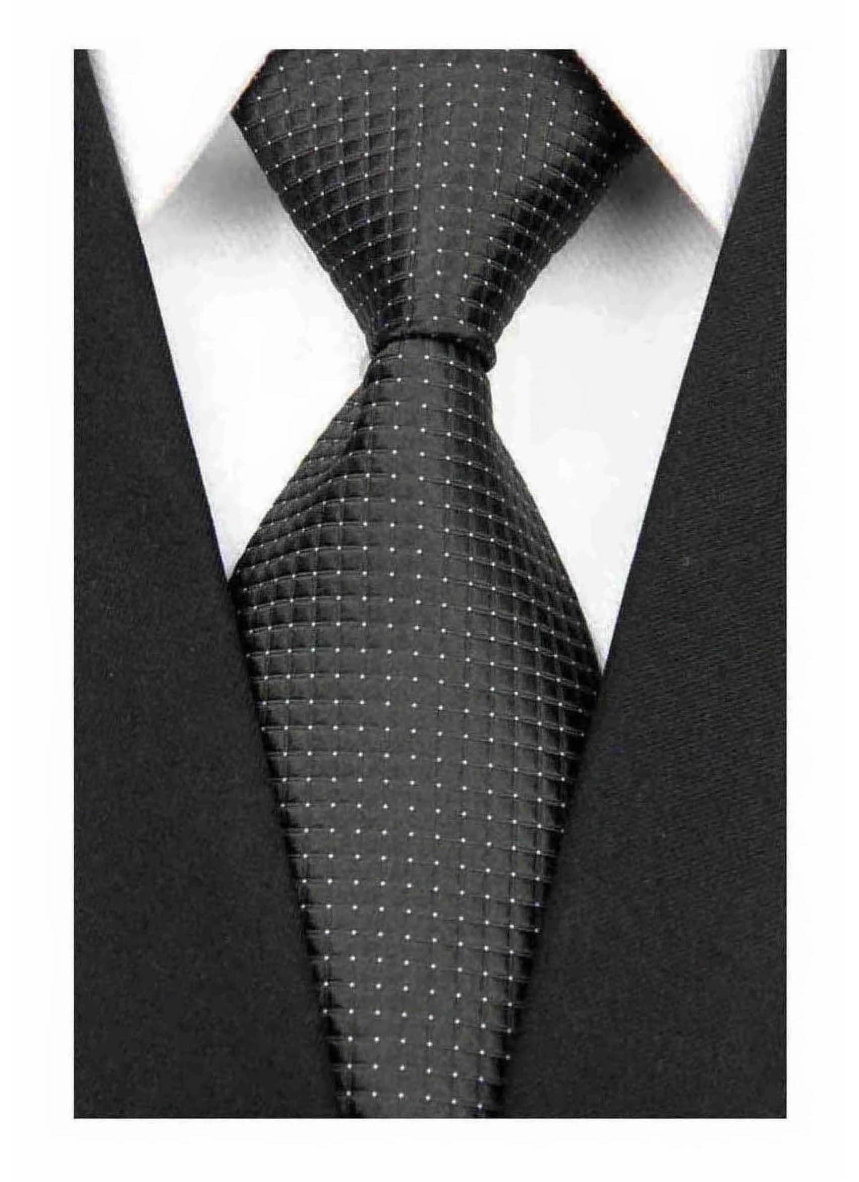 Wehug Men's Black Classic Solid Tie Silk Woven Necktie Jacquard Neck Ties For Eu-Ld0056