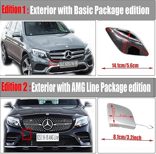 Miniatura 3 de Cubierta de remolque delantera para Mercedes Benz GLC X253 AMG Line 16-18 para GLC200 GLC220 GLC250 GLC350 GLC43 GLC63 2016 2017 2018 Gancho de