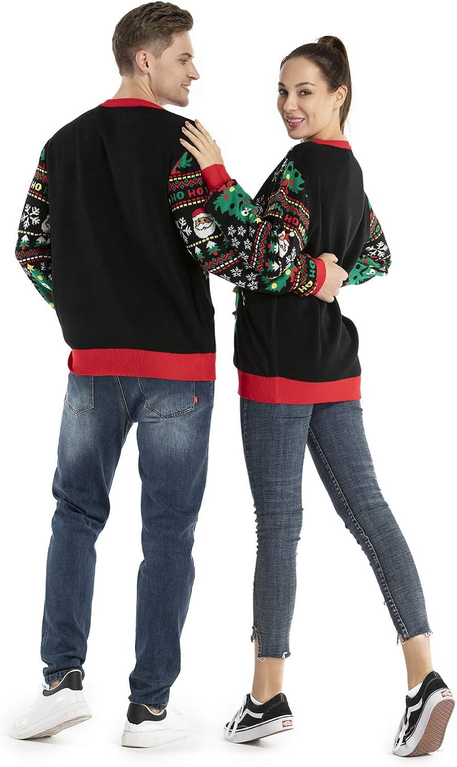 OFF THE RACK Unisex Herren Damen Weihnactspullover Lustig LED Leuchtende Ugly Christmas Sweater Strickpullis für Weihnachten