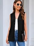 Veryoung Sleeveless Poignée en maille Cardigan V Bouton de cou Bas Casual Waistcoat avec des poches pour femme