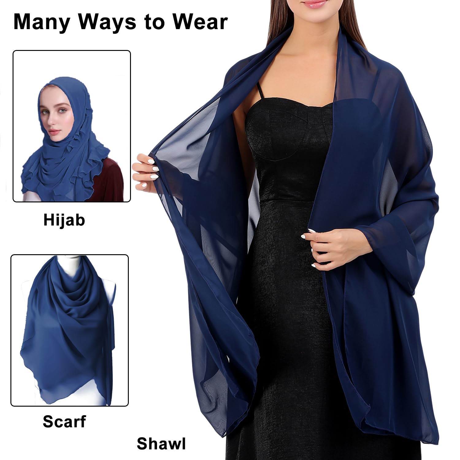 lifwimner Scialle Donna In Raso Chiffon Silky Sciarpa Tinta Unita Wrap Stola Per Sposa Damigella Cerimonia Matrimonio Serata