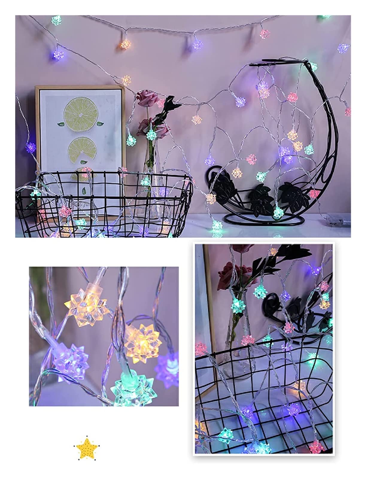 Lichterketten, Extra große Weihnachtsdekoration for draußen, Schneeflockenlichter(4.5M)