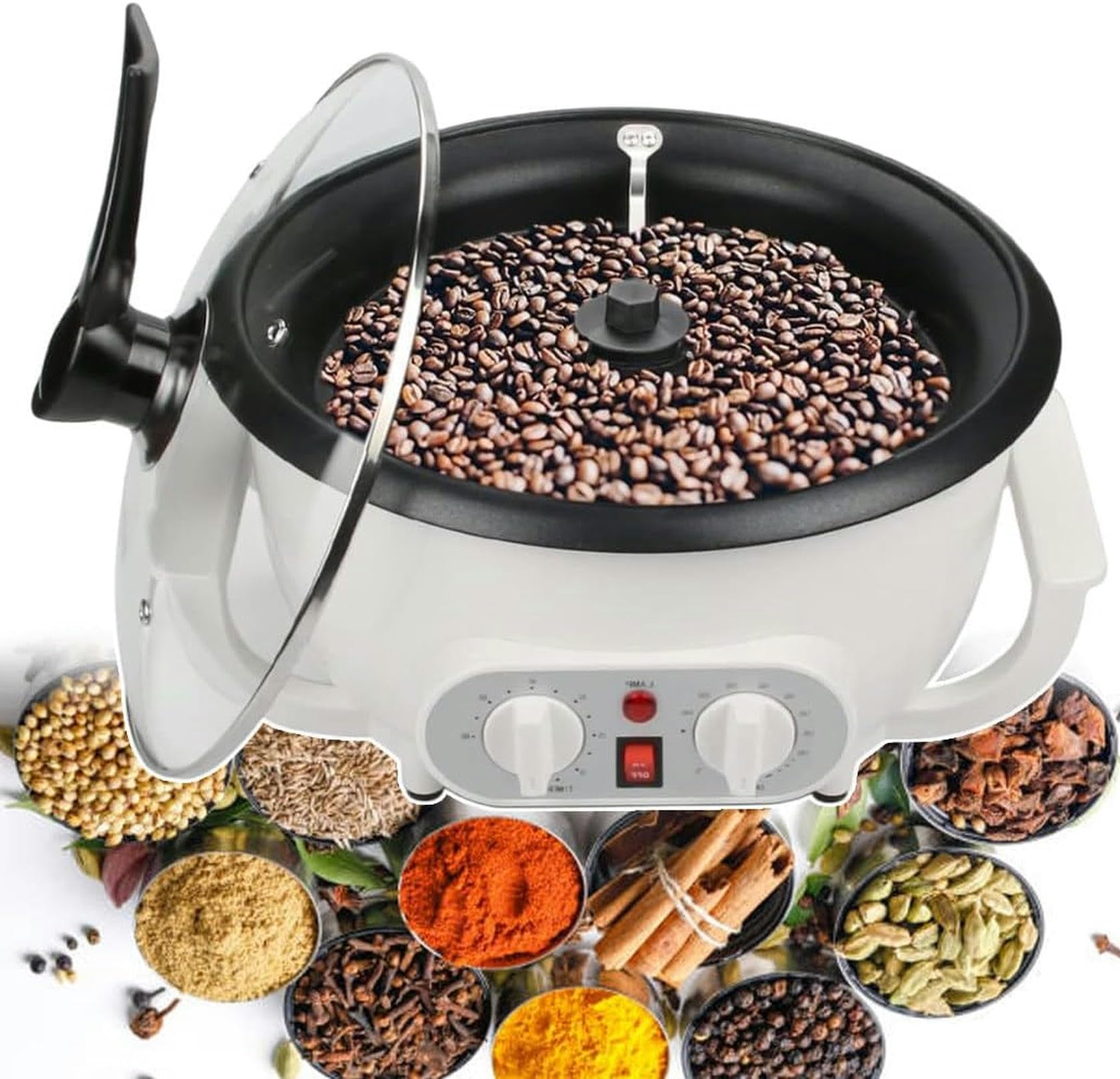 Elektryczny palacz do kawy - pojemność 750g - palnik do kawy ziarnistej - z timerem i regulacją temperatury - ekspres do kawy Bow Stir,