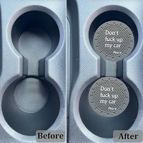 Miniatura 5 de Pincuttee Paquete de 2 posavasos para automóvil portavasos de silicona portavasos para automóvil ajuste universal Dont Fuck Up My Car gris 2 unidades