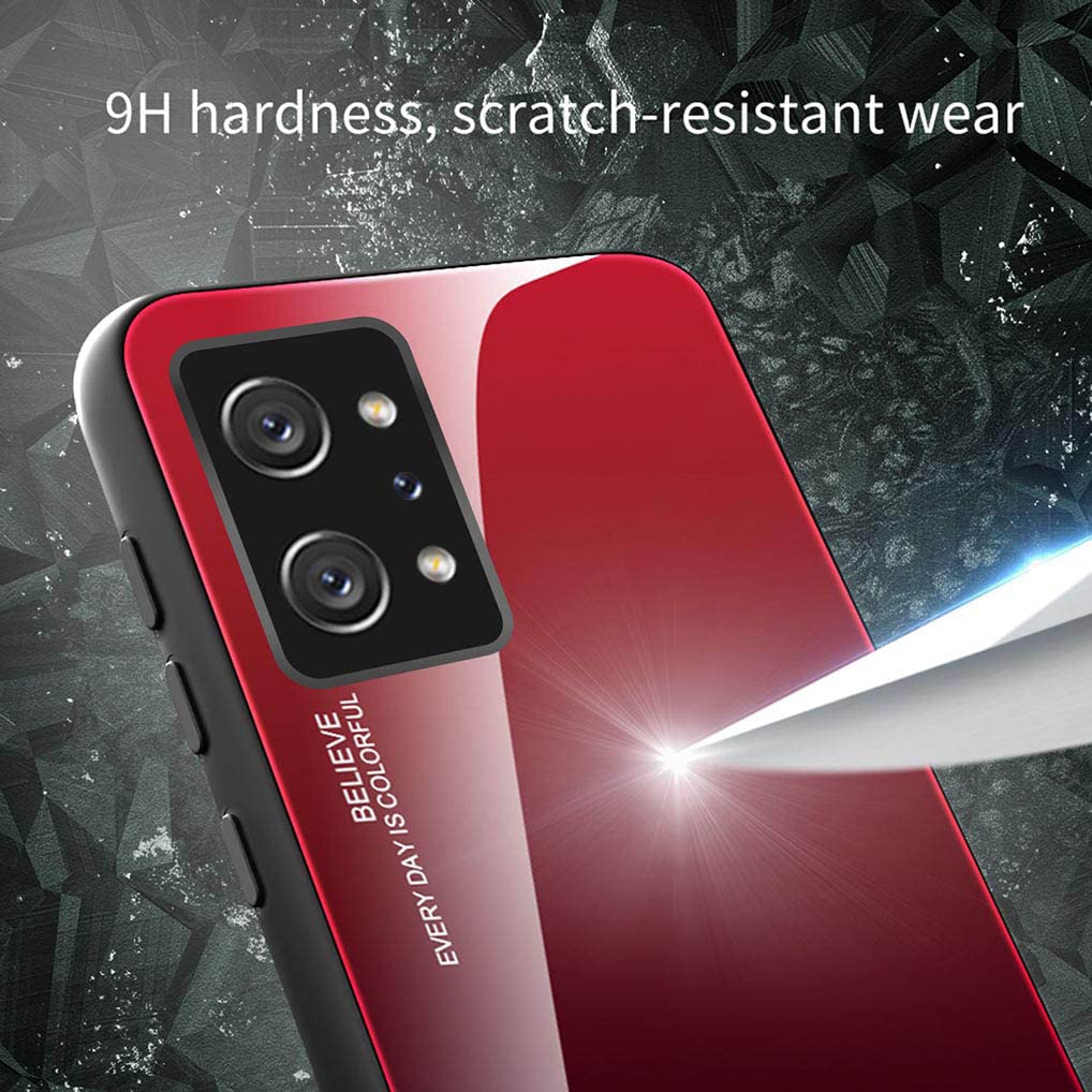 Cover In Pelle Per Realme GT2 PRO, Custodia Sottile Con Retro Rigido E Bordo Morbido TPU, Colore Rosso - 5