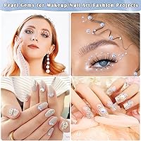 Vista 7 de 12900 piezas de media perla con pegamento para manualidades de diamantes de imitación, cuentas de perlas planas blancas AB de varios tamaños