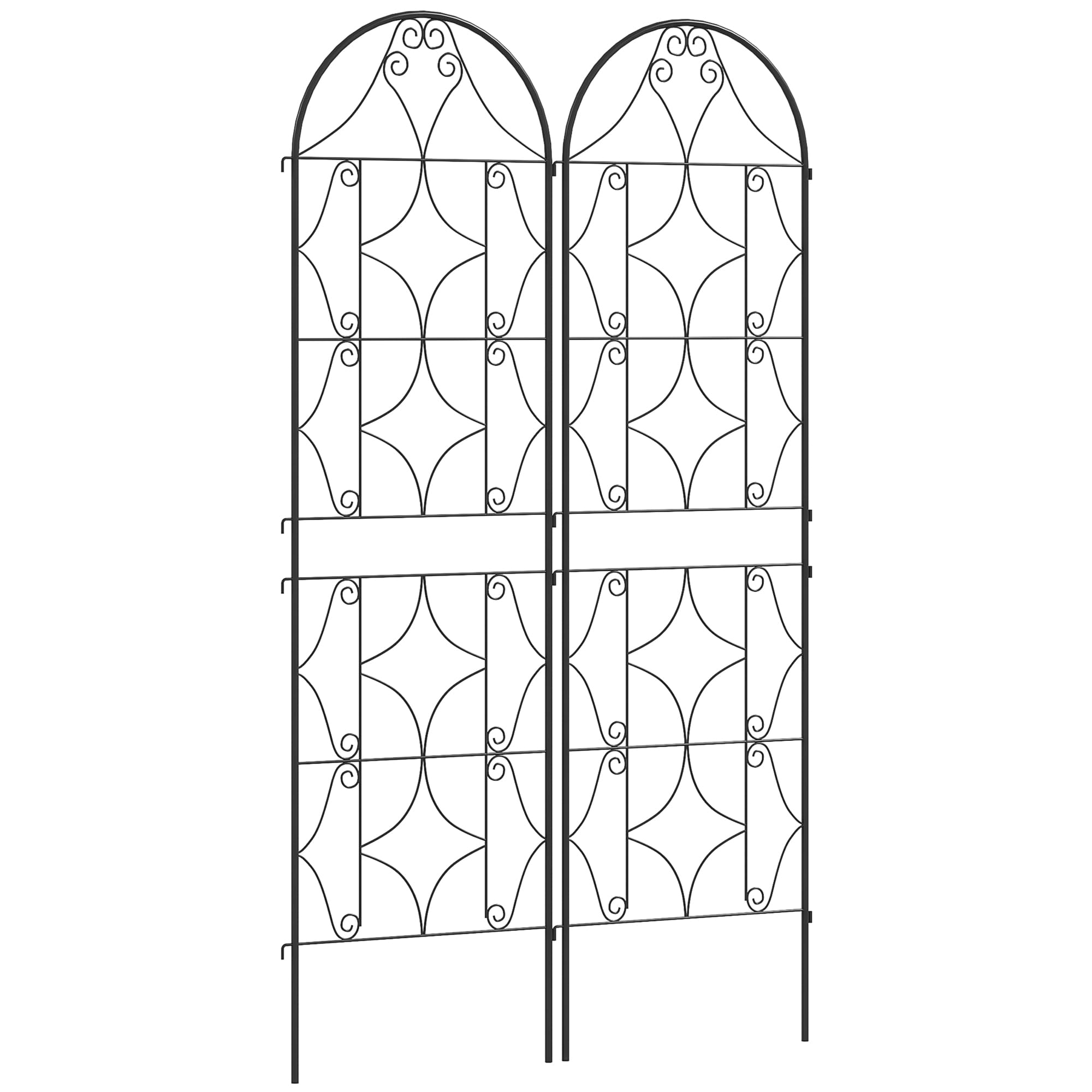 Outsunny Support pour Plantes grimpantes avec Motif irrégulier, Lot de 2, Treillis de Jardin, pour légumes, vignes, Fleurs, en métal, 50 x 180 cm, Noir