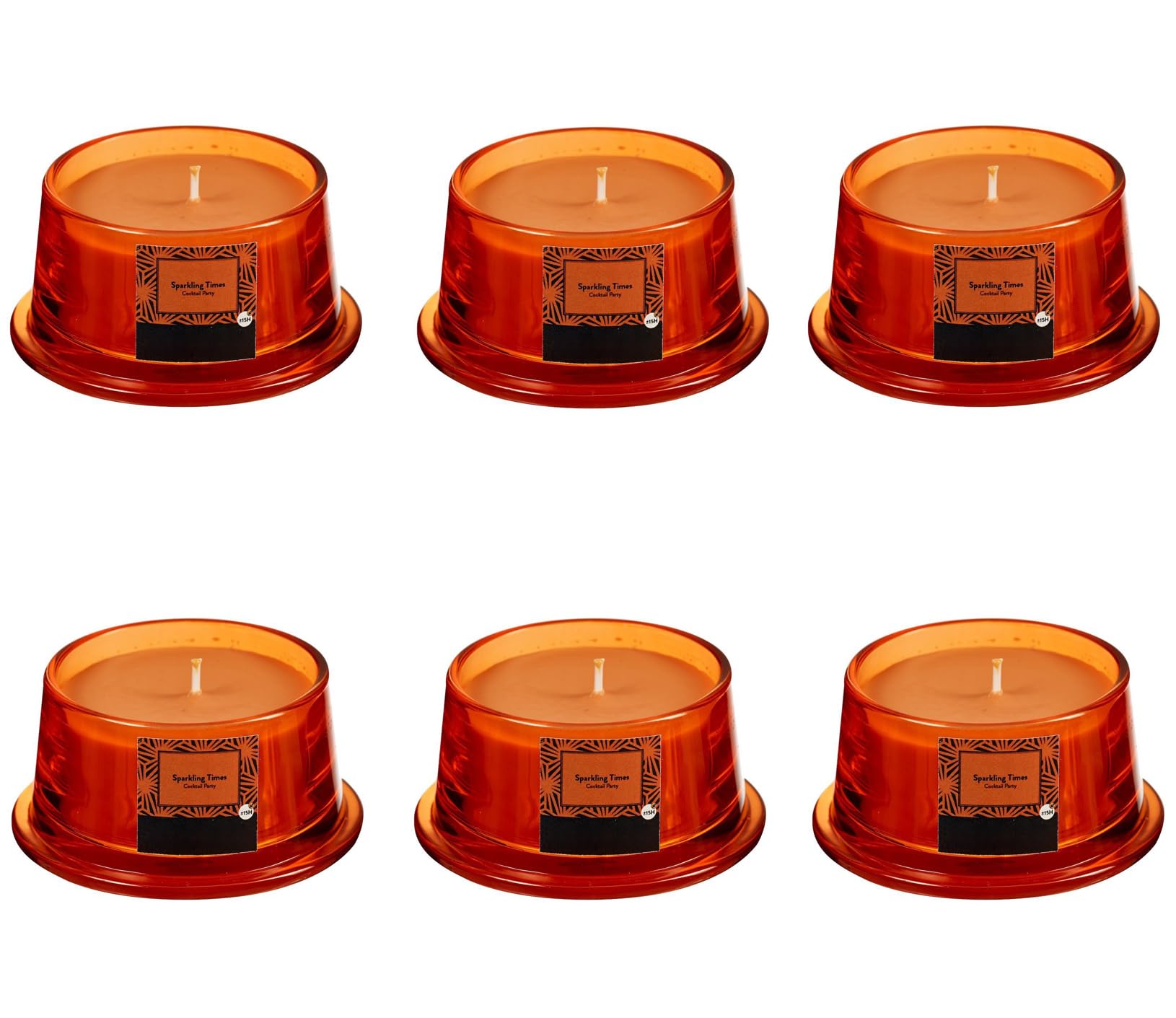 Duftkerze im Glas 6er-Set - Kerze, Advent, Hochzeit, Raumduft - Kein Ruß - Brenndauer: 15 Std. - viele Duftaromen – 9,2 x 4,8 cm (Orange - Duft: Exotische Früchte)
