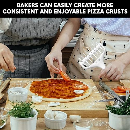 Miniatura 6 de Orblue Docker para masa de pizza, rodillo de pastelería con pinchos, herramienta de acoplamiento para pizza para el hogar y la cocina comercial,