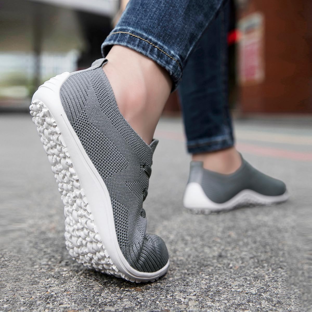 Barefoot Flat Shoes Women Slip on Casual Walking Sneakers Non Slip Gym Athletic Workout Trainers Lightweigh Breathable Light_Gray 7.5 - Image 2
