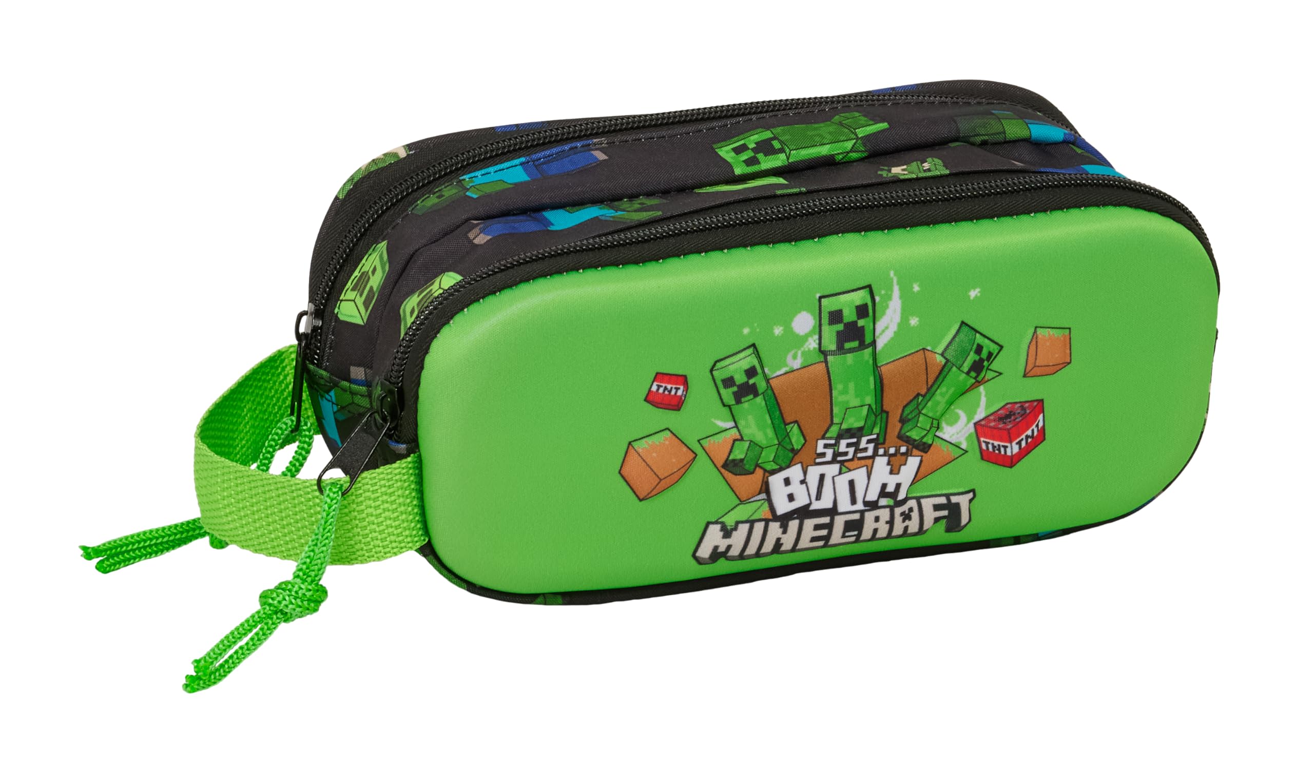 MINECRAFT - Portatodo Doble 3D, Estuche Infantil, Estuche Niño, Ideal para Niños en Edad Escolar, Cómodo y Versátil, Calidad y Resistencia, 21x6x8 cm en oferta en Amazon