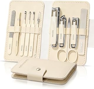 Manicure Set Professional Nail Clippers Pedicure Kit,11 PCS Premium Stainless Steel Nail Care Tools,Portable Leather Travel Grooming Tools for Men Women, Gift for Family Friends(White)