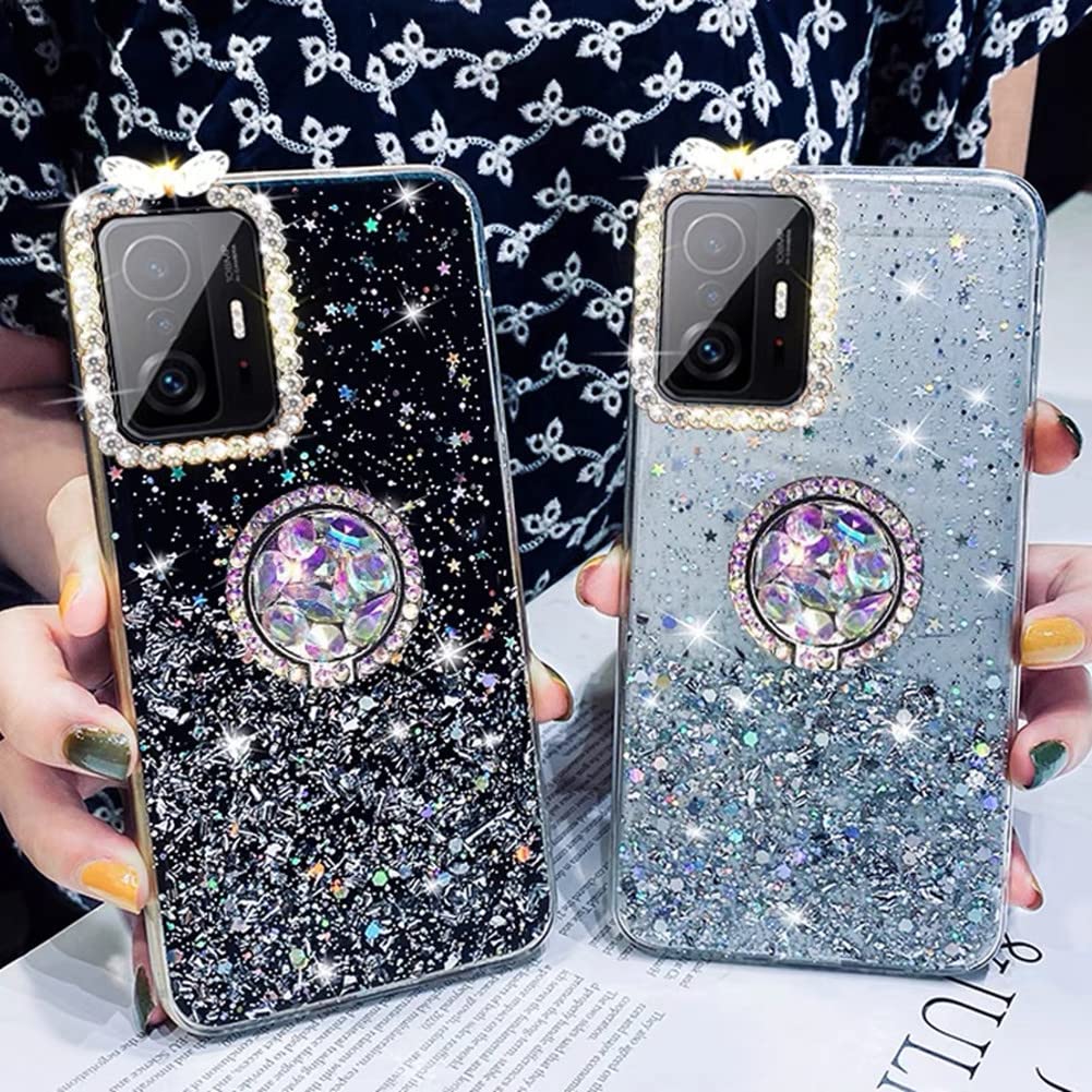 Sunswim Hülle Für Galaxy A53 5G – Niedliches Schmetterlings-Design, Klar Mit Glitzer, Stoßfest & Transparent