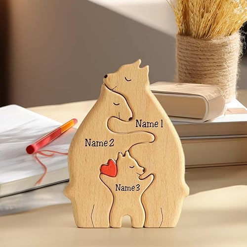 Miniatura 8 de Rompecabezas de madera personalizado para la familia, regalos con nombre, rompecabezas de madera personalizable con 1-8 nombres, pieza decorativa